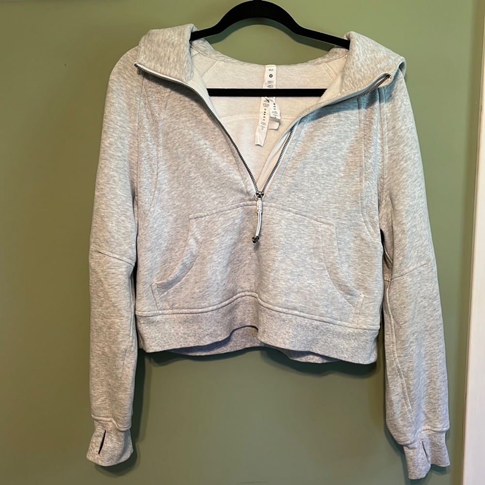 lululemon scuba oversized half zip hoodie xs/s light heather gray